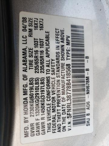 Photo 10 from auction – 2008 HONDA ODYSSEY EX with VIN 5FNRL38778B418568