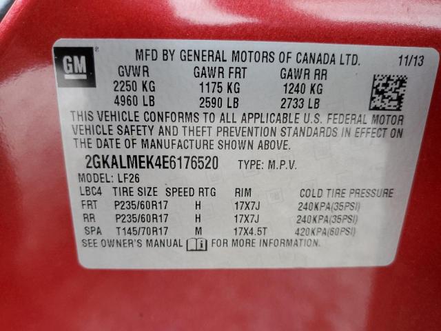 Photo 10 from auction – 2014 GMC TERRAIN SL with VIN 2GKALMEK4E6176520