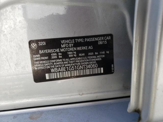 Photo 10 from auction – 2016 BMW 320 I with VIN WBA8E1G51GNT34060