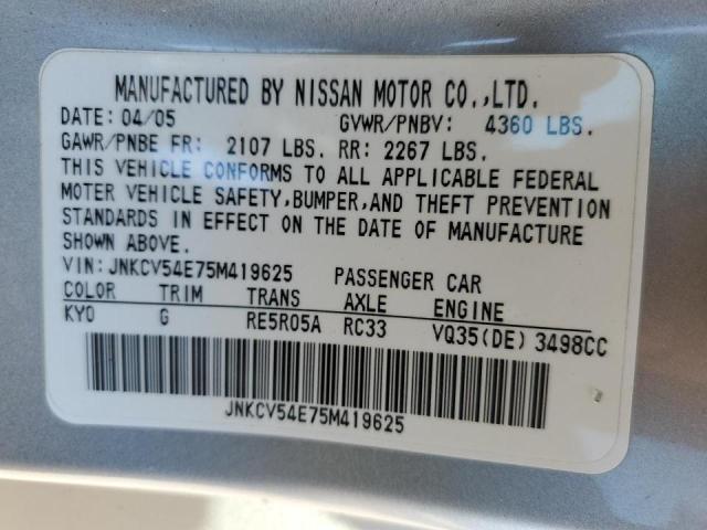 Photo 10 from auction – 2005 INFINITI G35 with VIN JNKCV54E75M419625