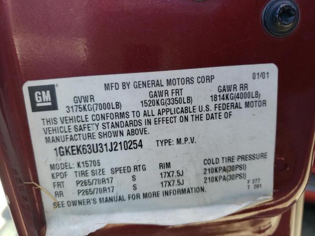 Photo 10 from auction – 2001 GMC DENALI with VIN 1GKEK63U31J210254