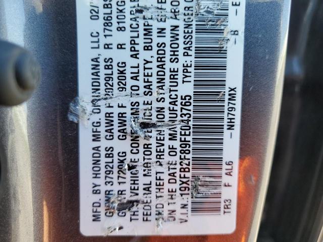Photo 10 from auction – 2015 HONDA CIVIC EX with VIN 19XFB2F89FE043765