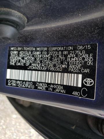 Photo 10 from auction – 2015 TOYOTA PRIUS with VIN JTDKN3DU6F1980362