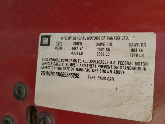 Photo 10 from auction – 2006 CHEVROLET MONTE CARL with VIN 2G1WM15K669366292