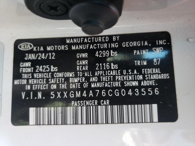 Photo 10 from auction – 2012 KIA OPTIMA LX with VIN 5XXGM4A76CG043556