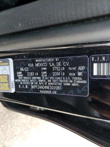 Photo 10 from auction – 2022 KIA FORTE FE with VIN 3KPF24AD4NE501680
