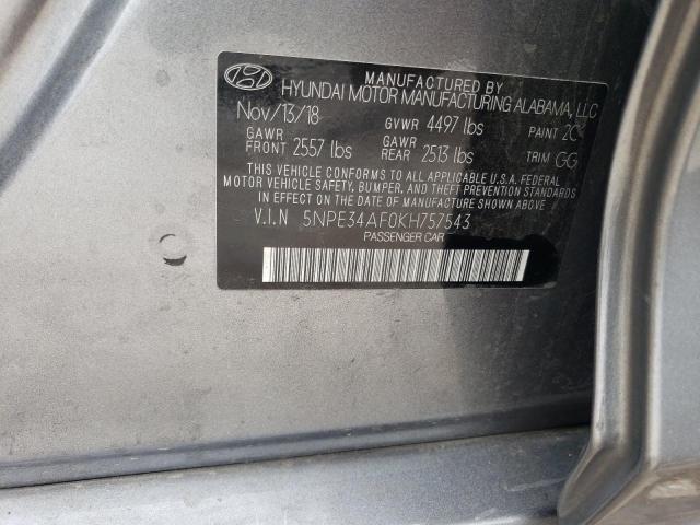 Photo 10 from auction – 2019 HYUNDAI SONATA LIM with VIN 5NPE34AF0KH757543