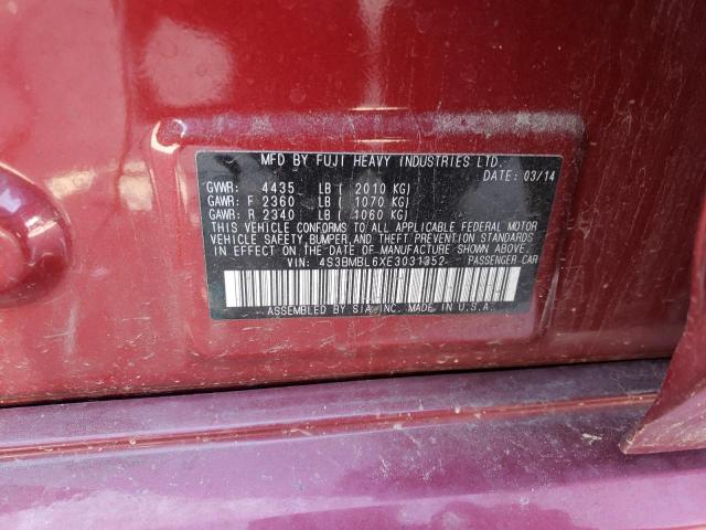 Photo 10 from auction – 2014 SUBARU LEGACY 2.5 with VIN 4S3BMBL6XE3031352