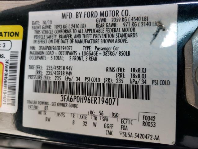 Photo 10 from auction – 2014 FORD FUSION SE with VIN 3FA6P0H96ER194071