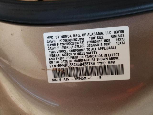 Photo 10 from auction – 2006 HONDA ODYSSEY EX with VIN 5FNRL38436B428789