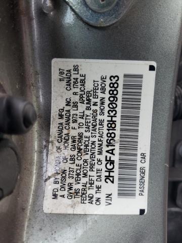 Photo 10 from auction – 2008 HONDA CIVIC EX with VIN 2HGFA16818H309883