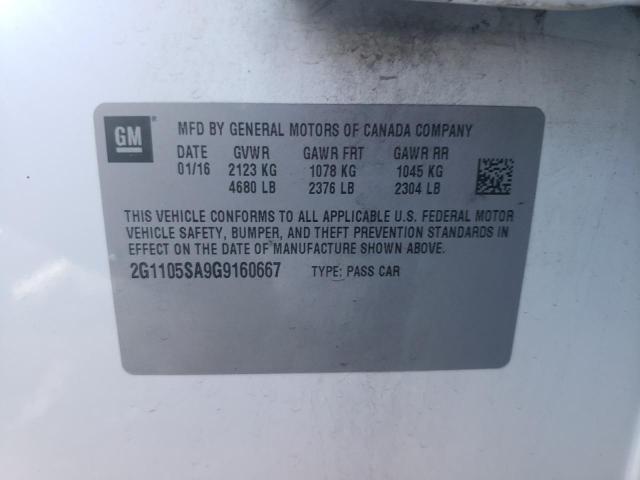 Photo 10 from auction – 2016 CHEVROLET IMPALA LT with VIN 2G1105SA9G9160667