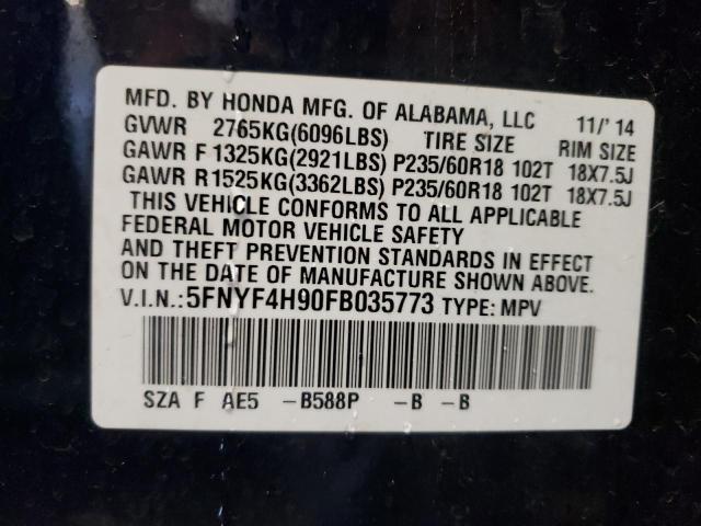 Photo 10 from auction – 2015 HONDA PILOT TOUR with VIN 5FNYF4H90FB035773