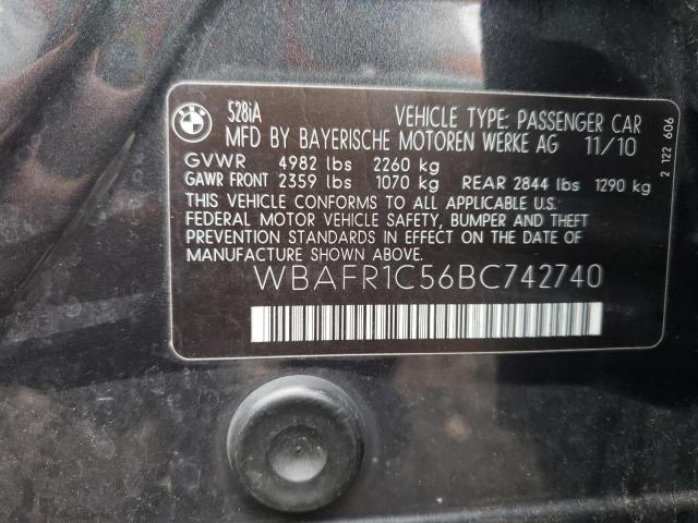 Photo 10 from auction – 2011 BMW 528 I with VIN WBAFR1C56BC742740