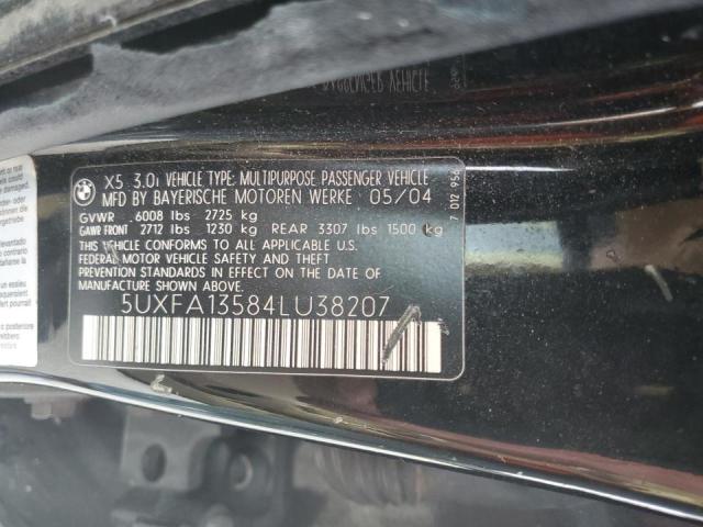 Photo 10 from auction – 2004 BMW X5 3.0I with VIN 5UXFA13584LU38207
