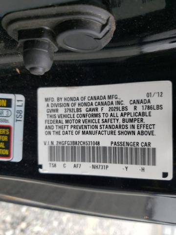 Photo 10 from auction – 2012 HONDA CIVIC EX with VIN 2HGFG3B82CH531048