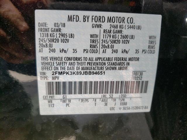 Photo 10 from auction – 2018 FORD EDGE TITAN with VIN 2FMPK3K89JBB94651