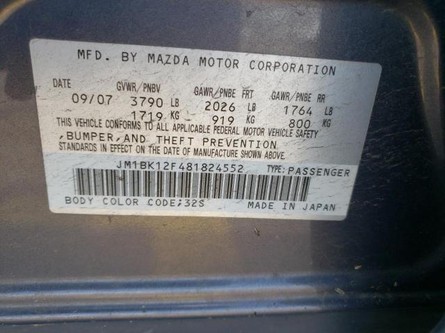 Photo 10 from auction – 2008 MAZDA 3 I with VIN JM1BK12F481824552