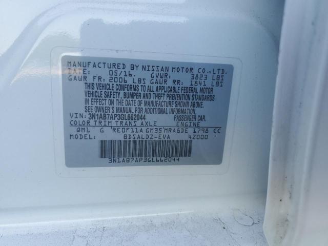 Photo 10 from auction – 2016 NISSAN SENTRA S with VIN 3N1AB7AP3GL662044