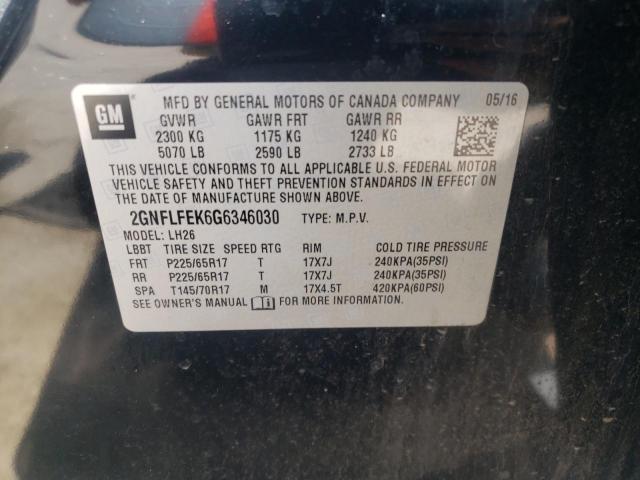 Photo 10 from auction – 2016 CHEVROLET EQUINOX LT with VIN 2GNFLFEK6G6346030