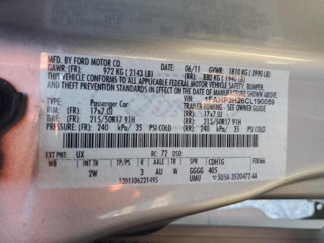 Photo 10 from auction – 2012 FORD FOCUS SEL with VIN 1FAHP3H26CL190059