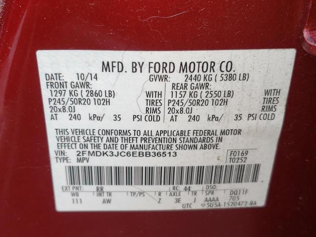Photo 10 from auction – 2014 FORD EDGE SEL with VIN 2FMDK3JC6EBB36513