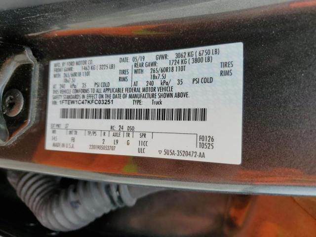 Photo 10 from auction – 2019 FORD F150 SUPER with VIN 1FTEW1C47KFC03251