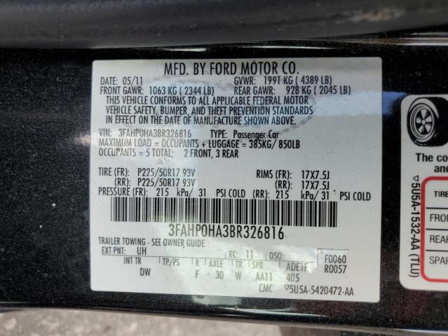 Photo 10 from auction – 2011 FORD FUSION SE with VIN 3FAHP0HA3BR326816