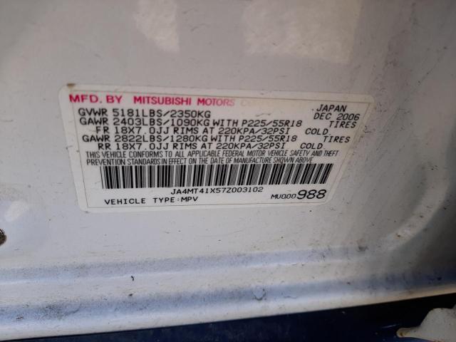 Photo 10 from auction – 2007 MITSUBISHI OUTLANDER with VIN JA4MT41X57Z003102