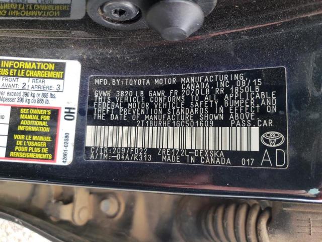 Photo 10 from auction – 2016 TOYOTA COROLLA L with VIN 2T1BURHE1GC501609