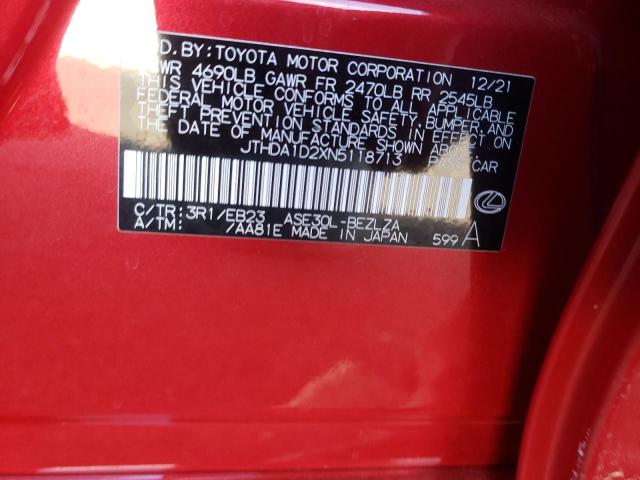 Photo 10 from auction – 2022 LEXUS IS 300 with VIN JTHDA1D2XN5118713