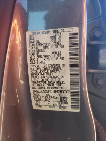 Photo 10 from auction – 2004 NISSAN FRONTIER C with VIN 1N6ED29X94C403837