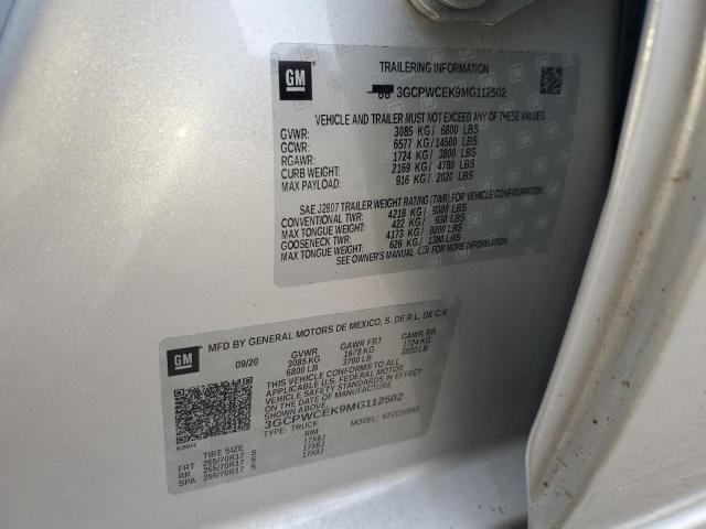 Photo 10 from auction – 2021 CHEVROLET SILVERADO with VIN 3GCPWCEK9MG112502