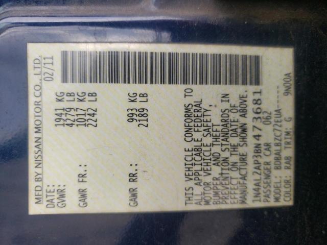 Photo 10 from auction – 2011 NISSAN ALTIMA BAS with VIN 1N4AL2AP3BN473681