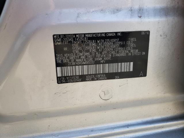 Photo 10 from auction – 2010 TOYOTA RAV4 with VIN 2T3BF4DV5AW065332
