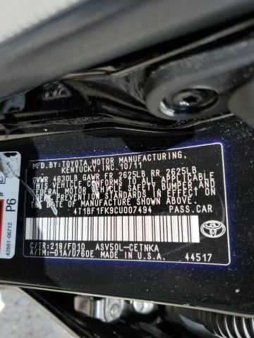 صورة رقم 10 من المزاد - 2012 TOYOTA CAMRY BASE مع VIN 4T1BF1FK9CU007494