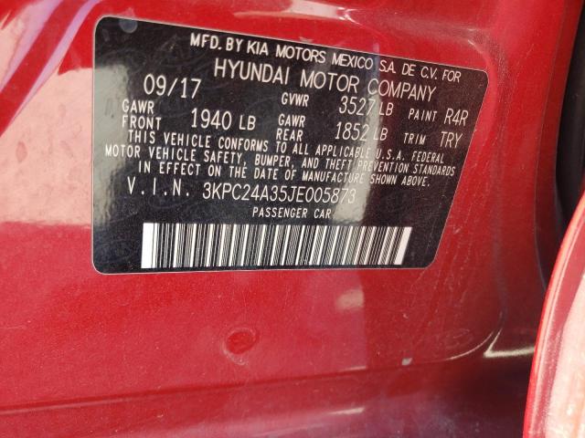 Photo 10 from auction – 2018 HYUNDAI ACCENT SE with VIN 3KPC24A35JE005873