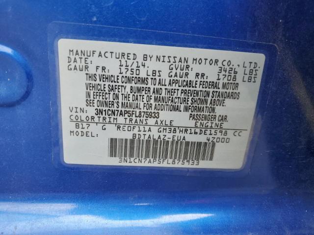 Photo 10 from auction – 2015 NISSAN VERSA S with VIN 3N1CN7AP5FL875933