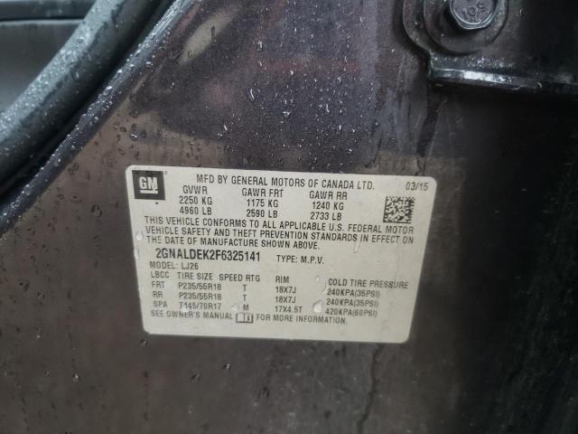 Foto 10 de la subasta – 2015 CHEVROLET EQUINOX LT con VIN 2GNALDEK2F6325141