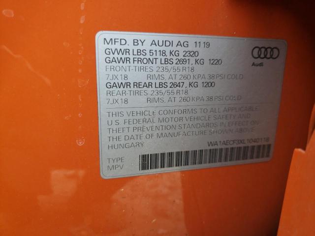 Photo 10 from auction – 2020 AUDI Q3 PREMIUM with VIN WA1AECF3XL1040118