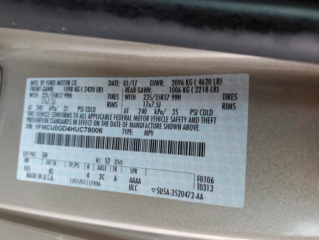 Foto 10 de la subasta – 2017 FORD ESCAPE SE con VIN 1FMCU0GD4HUC78006