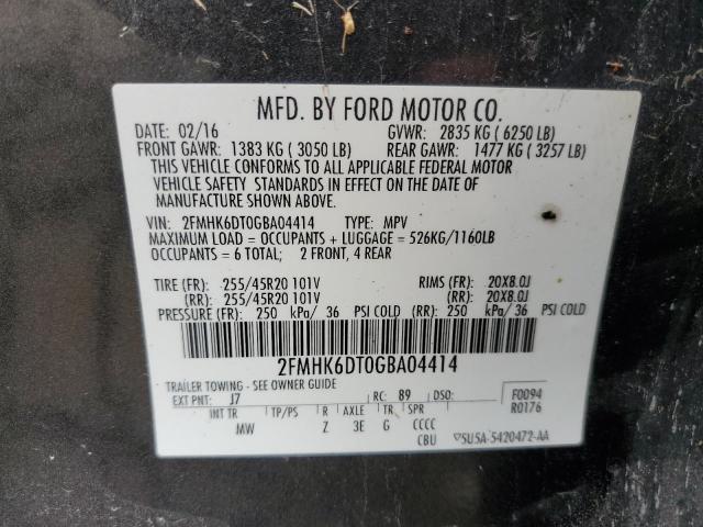Photo 10 from auction – 2016 FORD FLEX LIMIT with VIN 2FMHK6DT0GBA04414