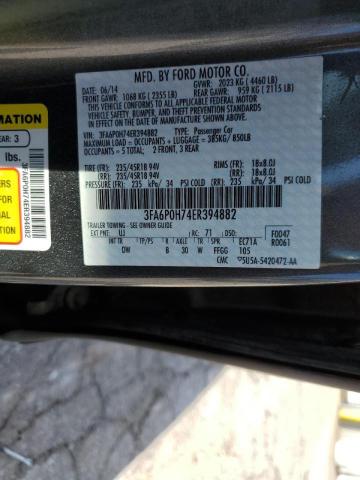 Photo 10 from auction – 2014 FORD FUSION SE with VIN 3FA6P0H74ER394882