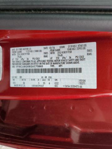 Photo 10 from auction – 2016 FORD ESCAPE SE with VIN 1FMCU9GX8GUC75865