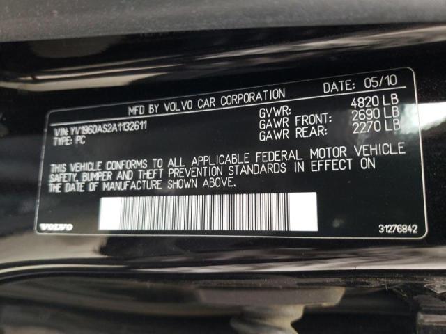 Photo 10 from auction – 2010 VOLVO S80 3.2 with VIN YV1960AS2A1132611