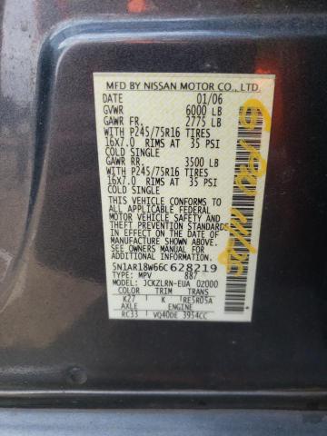 Photo 10 from auction – 2006 NISSAN PATHFINDER with VIN 5N1AR18W66C628219