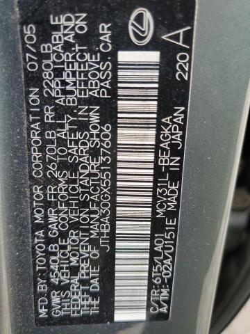 Photo 10 from auction – 2005 LEXUS ES 330 with VIN JTHBA30GX55137606
