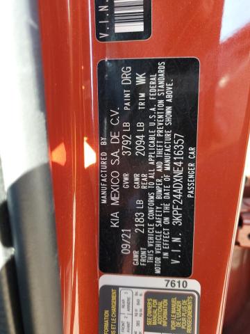 Photo 10 from auction – 2022 KIA FORTE FE with VIN 3KPF24ADXNE416357