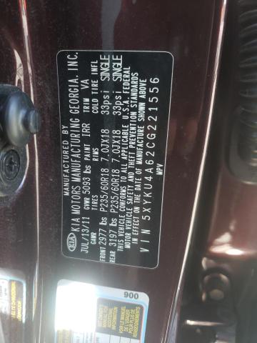 Photo 10 from auction – 2012 KIA SORENTO EX with VIN 5XYKU4A62CG221556