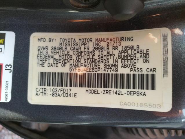 Photo 10 from auction – 2013 TOYOTA COROLLA BA with VIN 5YFBU4EE6DP147749